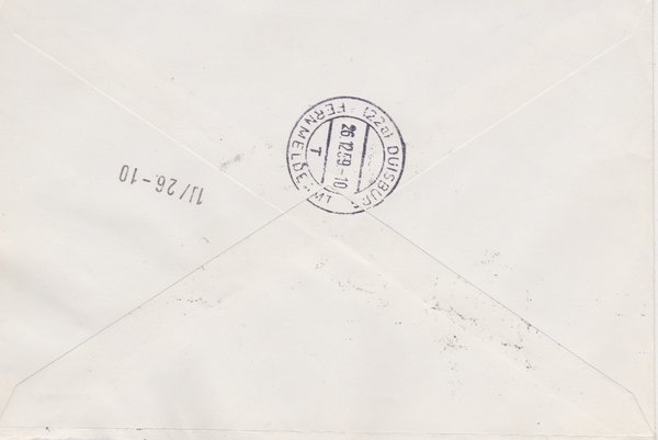 DDR 579A, 2x583A, 713, 714, Express-Einschreiben-Brief von Berlin W8 (Ost) nach Duisburg (West)