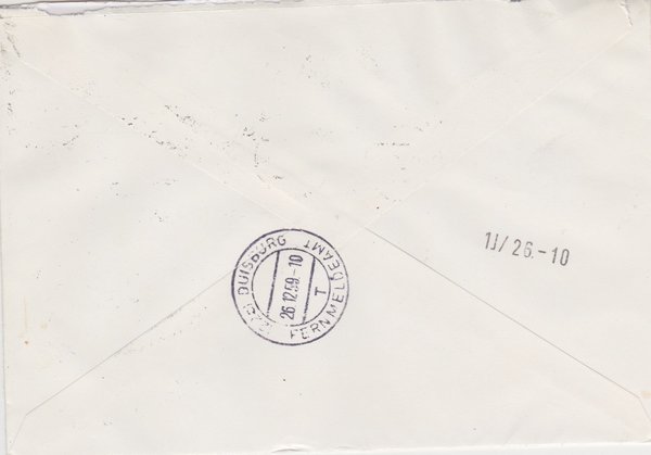 DDR 584A (2x), 713, 714 Satz, Express-Einschreiben-Brief von Berlin W8 (Ost) - Duisburg (West)