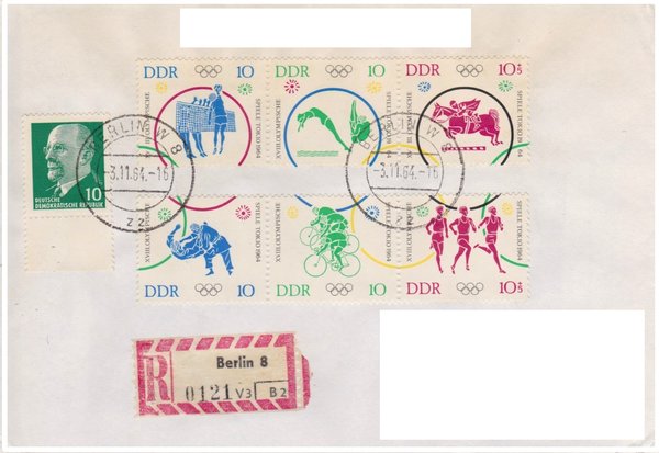 DDR 846, WZD134, WZD137, Einschreibebrief mit Tagesstempel vom 3-11-1964