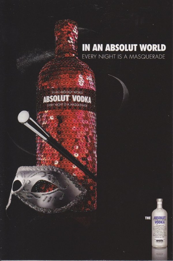 IN AN ABSOLUT WORLD - (Maskerade) - Absolut Vodka Sweden - Shelly´s Card aus Israel