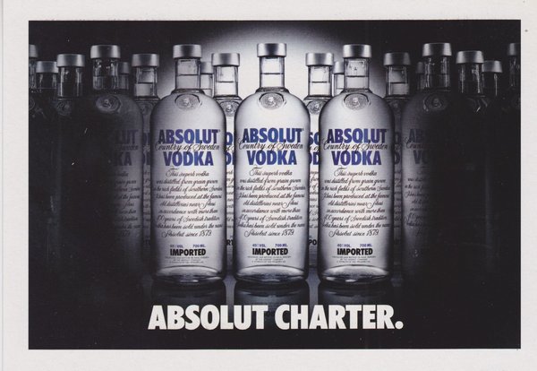 ABSOLUT CHARTER (Ladung) - Absolut Vodka Sweden - Promo-Card aus Italien