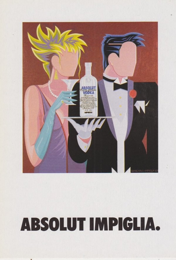 ABSOLUT IMPIGLIA  (Giancarlo, Künstler) - Absolut Vodka Sweden - Promo-Card aus Italien