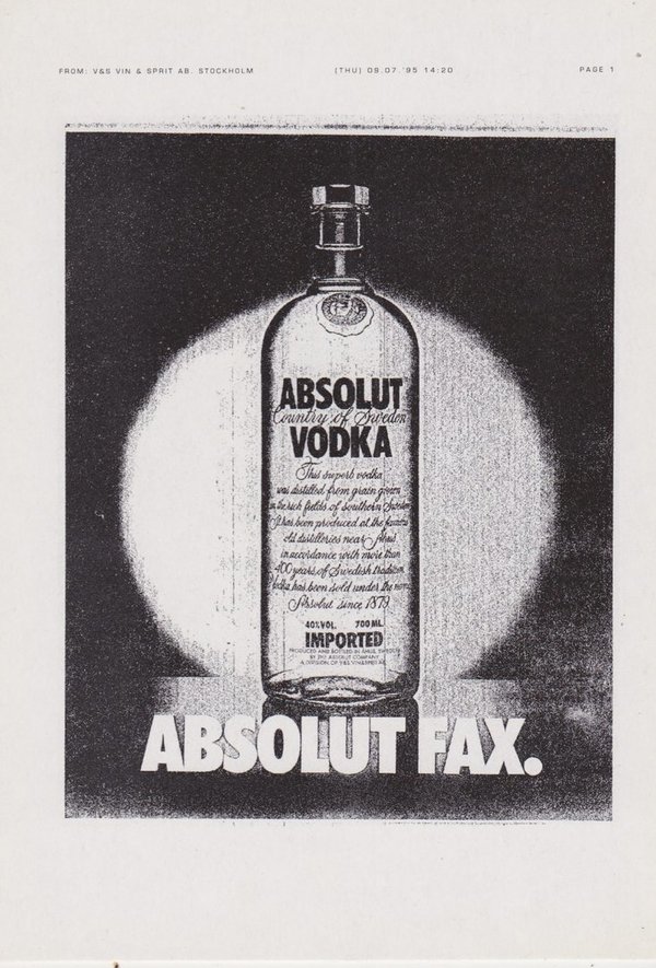 ABSOLUT FAX  (Telefax) - Absolut Vodka Sweden - Promo-Card aus Italien