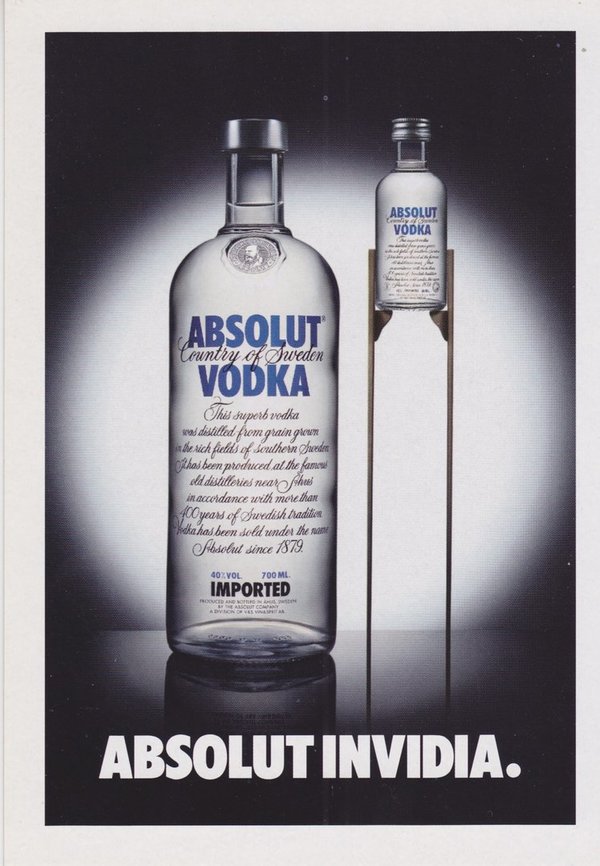 ABSOLUT INVIDIA (Neid) - Absolut Vodka Sweden - Promo-Card aus Italien