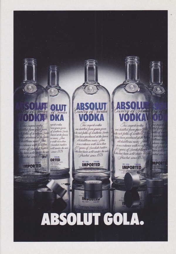 ABSOLUT GOLA (Völlerei) - Absolut Vodka Sweden - Promo-Card aus Italien