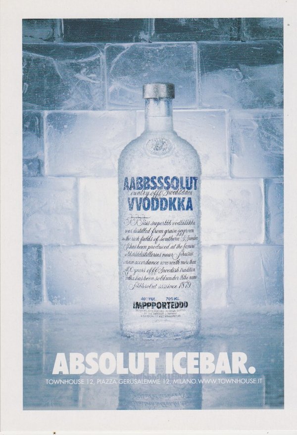 ABSOLUT ICEBAR V (Eisbar) - Absolut Vodka Sweden - Promo-Card aus Italien