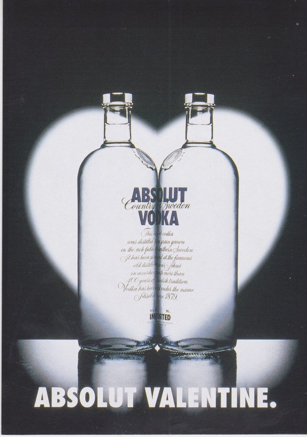 ABSOLUT VALENTINE (Valentinstag) - Absolut Vodka Sweden - Max-Racks-Card aus Japan