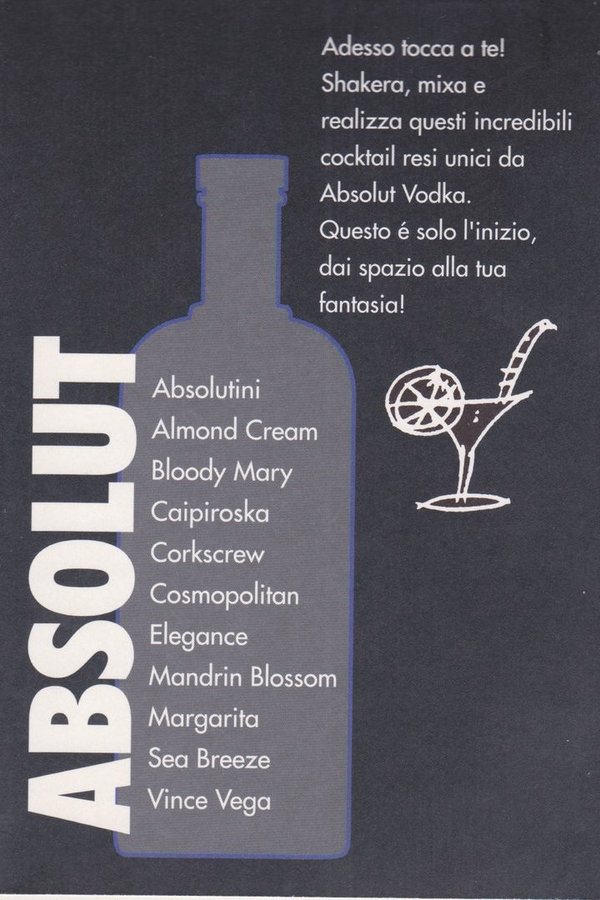 ABSOLUT COCKTAIL (Leporello mit 14 Seiten) - Absolut Vodka Sweden - Promo-Cards aus Italien