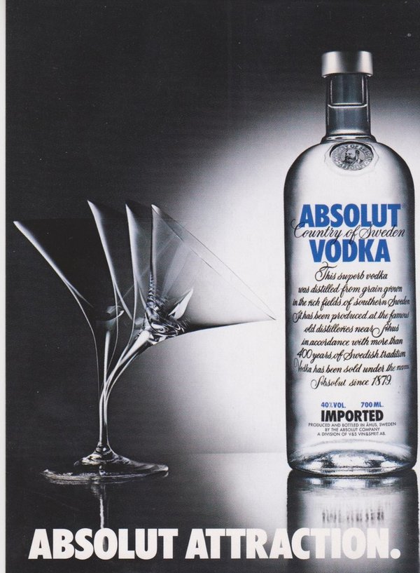 ABSOLUT ATTRACTION (Anziehung) - Absolut Vodka Sweden - Boomerang-Card aus Holland