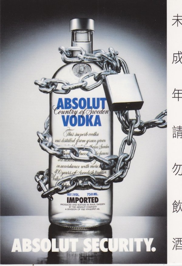 ABSOLUT SECURITY  (Sicherheit) - Absolut Vodka Sweden - CoolCard aus Taiwan