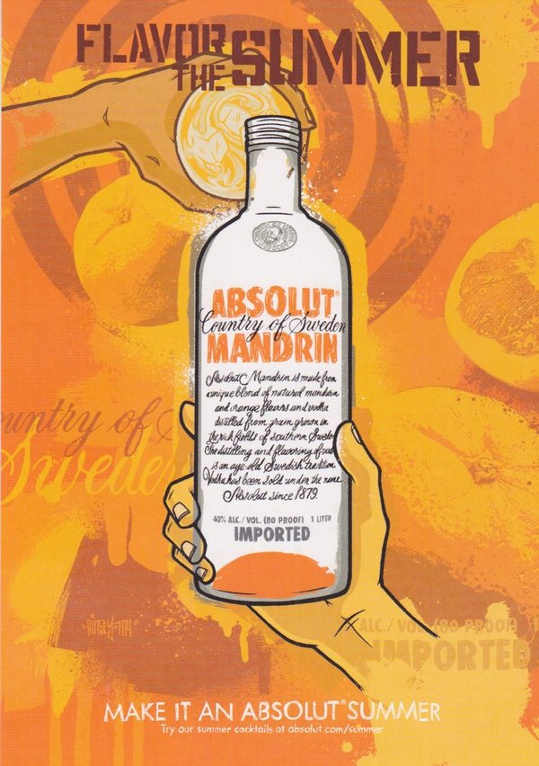 ABSOLUT MANDRIN - Flavor the summer - Absolut Vodka Sweden - GO-Card aus USA