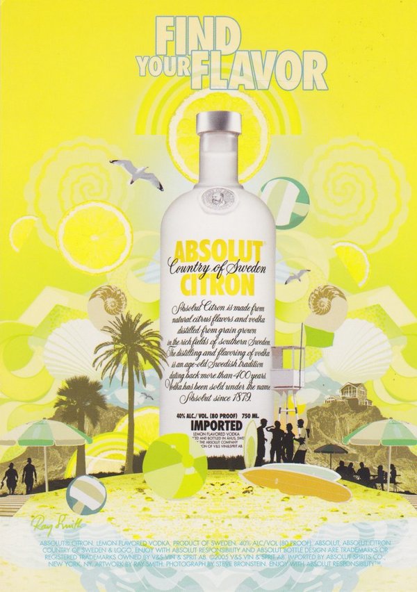 ABSOLUT CITRON - Find Your flavor - Absolut Vodka Sweden - GO-Card aus USA
