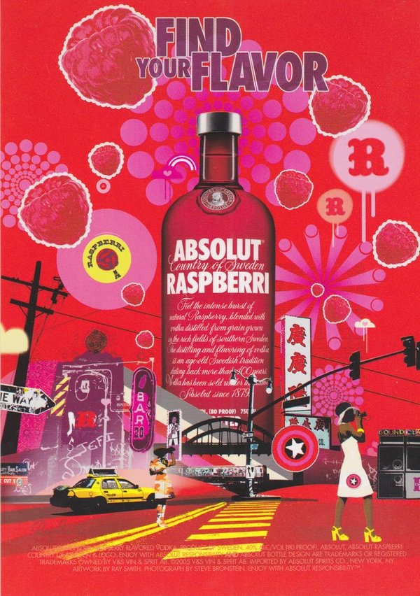 ABSOLUT RASPBERRI - Find Your flavor - Absolut Vodka Sweden - GO-Card aus USA