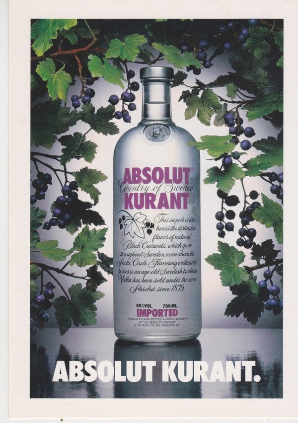 ABSOLUT KURANT (Johannisbeeren) - Absolut Vodka Sweden - TBWA-Card aus Deutschland