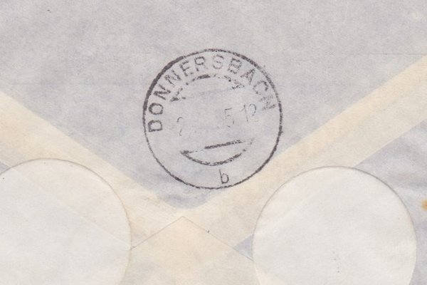BUND 218, 222-224  Auslands-Luftpost-Standardbrief <Helfer der Menschheit> Stempel vom 30-11-1955