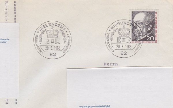 BUND 463 Standardbrief <Deutschlandbesuch Königin Elisabeth II> Sonderstempel vom 20-05-1965