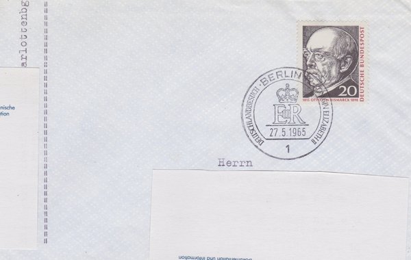 BUND 463 Standardbrief <Deutschlandbesuch Königin Elisabeth II> Sonderstempel vom 27-05-1965