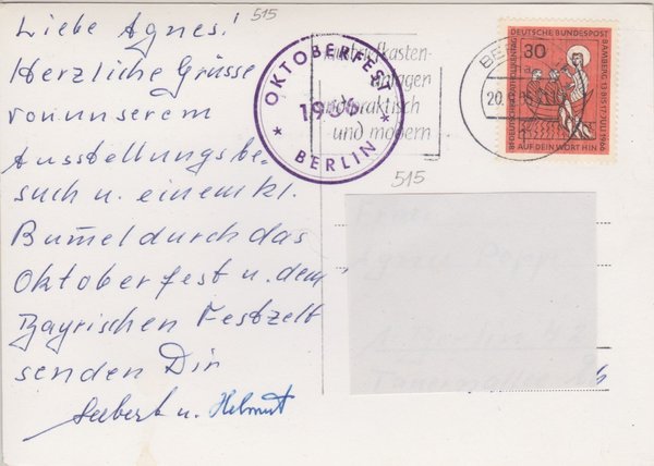 BUND 515 Standard-Postkarte <Deutscher Katholikentag, Bamberg> mit Tagesstempel vom 20-09-1966