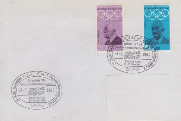 BUND 563, 565 Standardbrief <Juliacum "84> mit Sonderstempel Jülich vom 23-03-1984