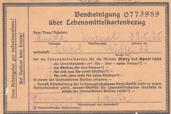 BERLIN 47 - Standardbrief (Berliner Bauten) an Franz. Militär-Dienststelle - Stempel  vom 12-06-1952