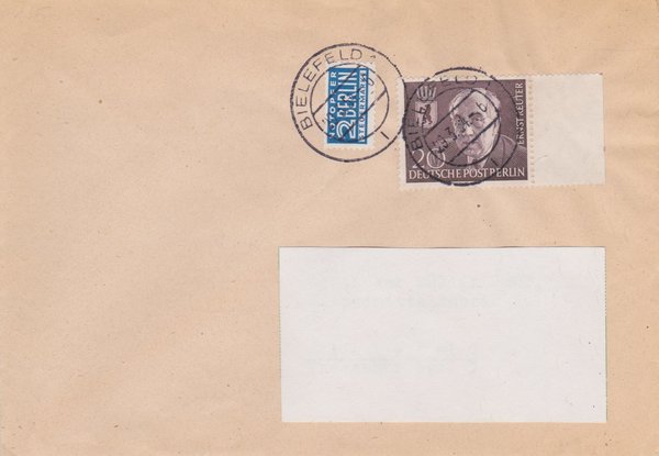 BERLIN 115 + 2 Pfg. - Standardbrief (Ernst Reuter) Rechtsanwalt an Apotheker- Stempel vom 29-03-1954