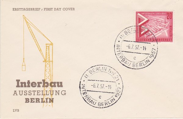 BERLIN 161 - Ersttagsbrief (Interbau Berlin 1957) mit Ersttags-Sonderstempel vom 06-07-1957