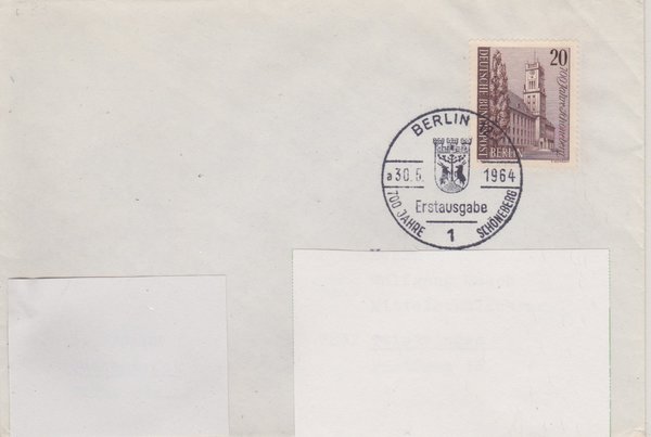 BERLIN 233 - Ersttagsbrief (700 Jahre Schöneberg) mit Ersttags-Sonderstempel vom 30-05-1964