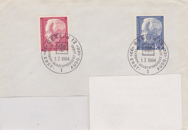 BERLIN 234, 235 - Ersttagsbrief (Heinrich Lübke) mit Ersttags-Sonderstempel vom 01-07-1964 zuadr.