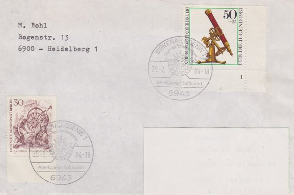 BERLIN 335, 642 - Standardbrief mit Tagesstempel Birkenau <Dorf der Sonnenuhren> vom 29-02-1984