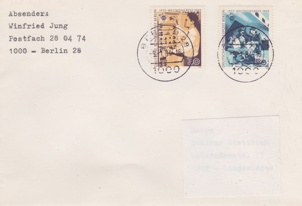 BERLIN 344, 345 - Standardbrief (Weltkongress) mit Tagesstempel Berlin vom 09-01-1984