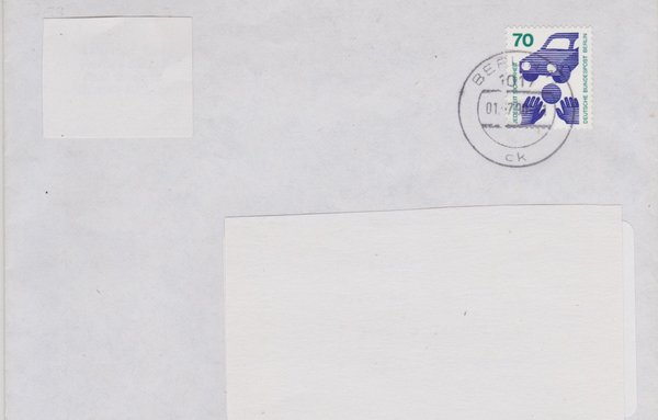 BERLIN 453 - Brief (Unfall)  Währungsunion - Remailing - mit Ersttags-Tagesstempel vom 01-07-1990