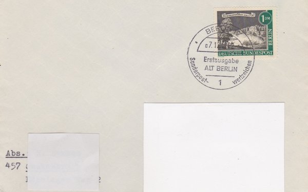 BERLIN 229 - Ersttagsbrief (Alt-Berlin) mit Ersttags-Sonderstempel vom 07-12-1962 - zuadressiert