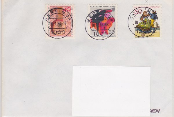 BERLIN 372, 461, BUND 1097 -  Standardbrief (Berliner Festwochen) mit Stempel vom 18-01-1984 zuadr.