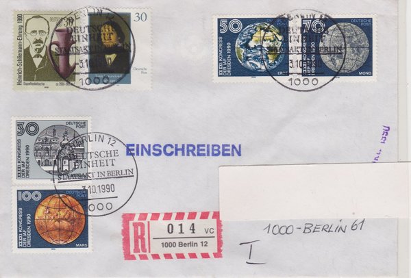DP 3358 ua - Einschreibebrief - (Wiederaufbau der Neuen Synagoge Berlin) - Sonderstempel 03-10-1990