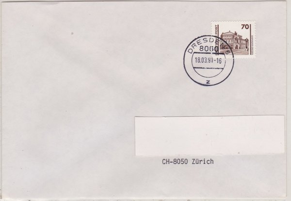 DP 3348 - Auslandsbrief - (Bauwerke + Denkmäler) - Volkskammerwahl - mit Tagesstempel 18-03-1991
