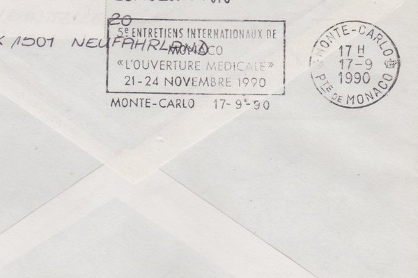 BERLIN 806, DDR 1948, DP 3344 - Auslandsbrief - von Berlin nach Monaco mit Sonderstempel 31-08-1990