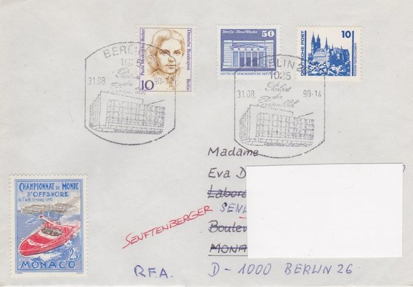 DDR 1948, DP 3344, Berlin 806, Auslandsbrief mit Sonderstempel Palast der Republik vom 31-08-1990