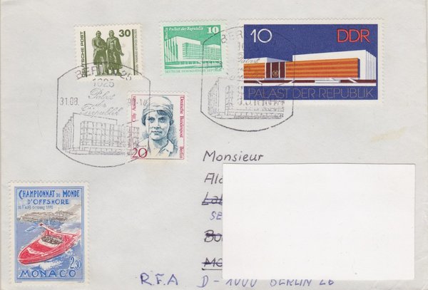 DP 3345 ua - Auslandsbrief - (Bauwerke + Denkmäler ua)  - Irrläufer - mit Sonderstempel 31-08-1990