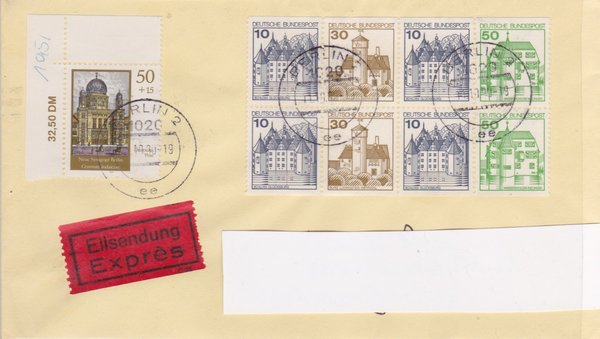 DP 3359 ua - Expressbrief - (Wiederaufbau der Neuen Synagoge Berlin) - Tagesstempel vom 11-10-1990
