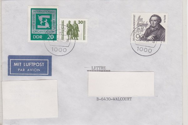 DP 3345 ua - Auslandsbrief - (Bauwerke + Denkmäler ua) vom  09-07-1990 - ZUM SCHADEN DER POST