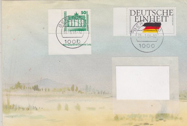 BUND-1477, DP 3346 Standardbrief <Deutsche Einheit ua>  mit Tagesstempel Berlin 120 vom 31-03-1991