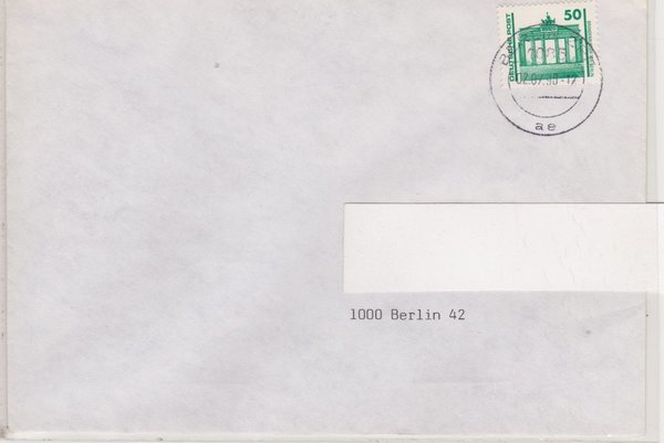 DP 3346 - Standardbrief - (Bauwerke + Denkmäler) - Währungsunion - Ersttags-Tagesstempel 02-07-1990