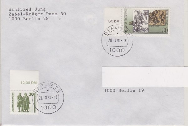 DP 3345, 3354 - Standardbrief - (Bauwerke + Denkmäler ua) - mit Ersttags-Tagesstempel vom 28-08-1990