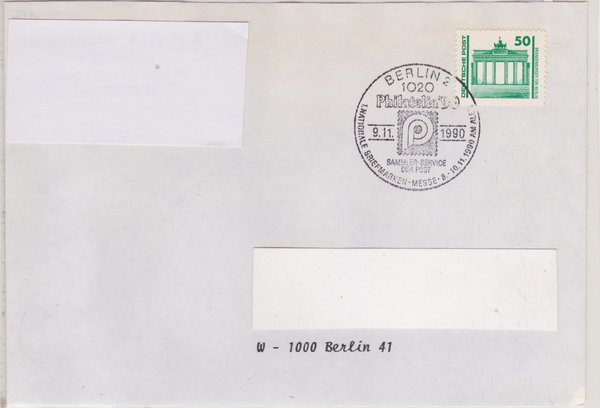 DP 3346 Standardbrief  (Bauwerke + Denkmäler) Portogefälle - Grenzöffnung - Sonderstempel 09-11-1990