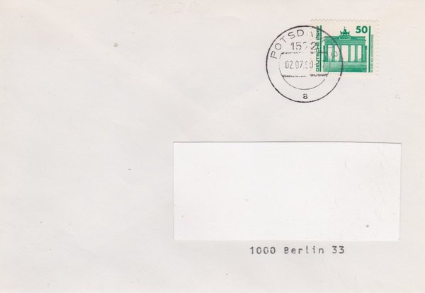 DP 3346 Standardbrief  (Bauwerke + Denkmäler) - Währungsunion - Ersttags-Tagesstempel 02-07-1990