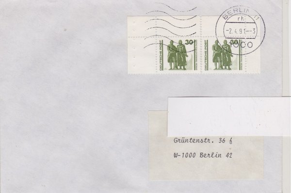 DP 3345 (2x) - Standardbrief im VGW (Bauwerke + Denkmäler) - mit Tagesstempel vom 02-04-1990