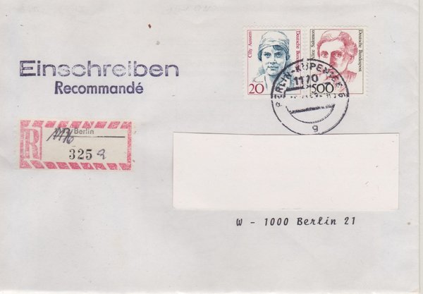 BUND 1365, 1397 - Einschreibebrief mit Aufbrauch-R-Zettel 1172 in 1176 - Stempel vom 15-01-1993