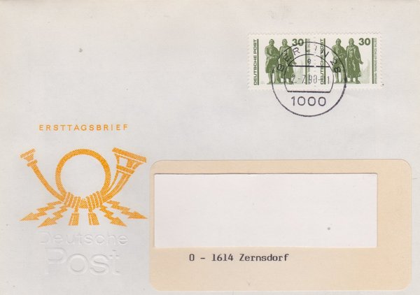 DP 3345 (2x) - Standardbrief - (Bauwerke + Denkmäler) - Währungsunion - Tagesstempel vom 02-07-1990