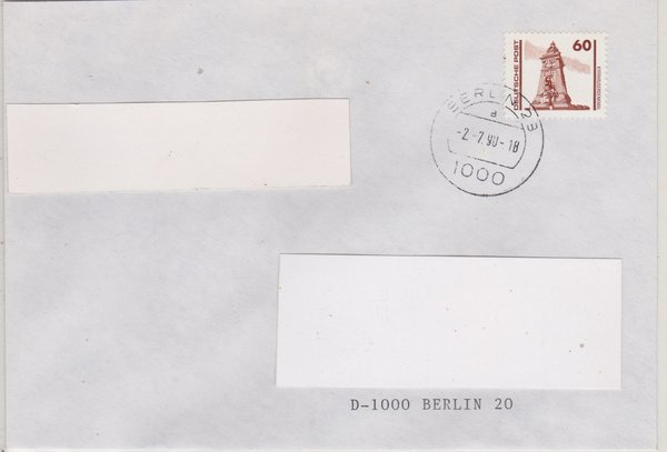 DP 3347 - Standardbrief - (Bauwerke + Denkmäler) - Währungsunion - Ersttags-Tagesstempel 02-07-1990