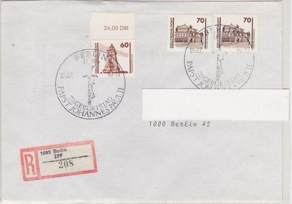 DP 3347, 3348 (2x) - Einschreibebrief (Bauwerke + Denkmäler) - mit Sonderstempel vom 05-07-1990